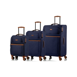 CHAMPS Classic Ii Collection Ultra-Light 3-Piece Soft Side 8-Wheeled Expandable Luggage Set - In Navy