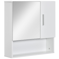 KLEANKIN Bathroom Mirror Cabinet, Wall Mounted Medicine Cabinet With Double Doors And Adjustable Shelf In White