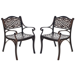 GYMAX Set Of 4 Outdoor Dining Chairs Cast Aluminum Patio Bistro Chairs Armchairs