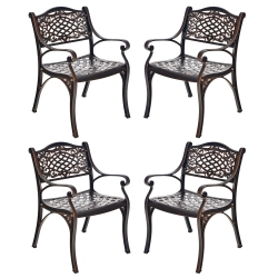 GYMAX Set Of 2 Outdoor Dining Chairs Cast Aluminum Patio Bistro Chairs Armchairs