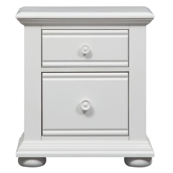 BOWERY HILL 2 Drawer Nightstand In Oyster In White