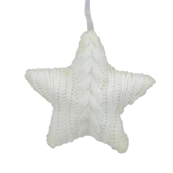 NORTHLIGHT 4" Cream Cable Knit Star Christmas Ornament