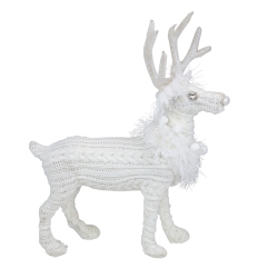 NORTHLIGHT 13.5" Cable Knit Standing Reindeer Christmas Figure In White