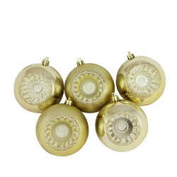 NORTHLIGHT 5Ct Champagne Retro Reflector Shatterproof Christmas Ball Ornaments 3.25" (80Mm) In Gold