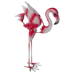 GCI Pink And Kinetic Flamingo Christmas Figurine In White