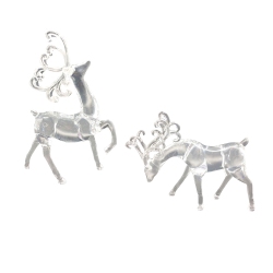 NORTHLIGHT Set Of 2 Clear Standing Reindeer Christmas Figurines, 9.25-Inch