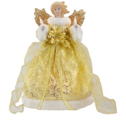 NORTHLIGHT 12" Lighted Angel With Wings Christmas Tree Topper - Clear Lights In Gold