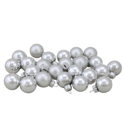NORTHLIGHT 24Ct 2-Finish Glass Christmas Ball Ornaments 1" (25Mm) In Silver