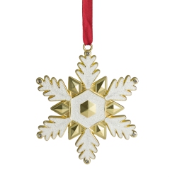 NORTHLIGHT 3.5" Brass-Plated Snowflake Christmas Ornament With European Crystals In Gold