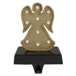 NORTHLIGHT Glittered Led Lighted Angel Christmas Stocking Holder 7" In Gold