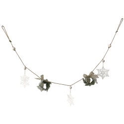 NORTHLIGHT 4.75" Snowflake And Frosted Pine Christmas Garland With Wooden Beads - Unlit