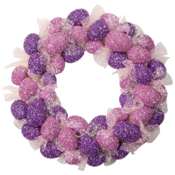 NORTHLIGHT Glittered And Purple Easter Egg Wreath, 20-Inch, Unlit In Pink