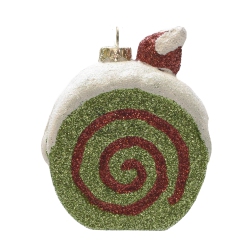NORTHLIGHT 3.25" Green, Red, And Glittered Shatterproof Cake Slice Christmas Ornament In Beige