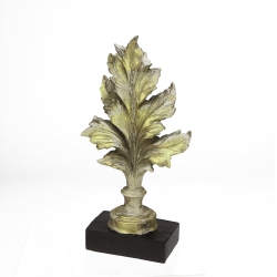 A & B FLORAL 10" Rich Elegance Distressed Gold Leaf Finial With Base Christmas Decoration In Black