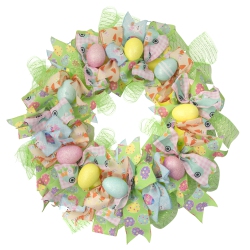 NORTHLIGHT Pastel Easter Egg And Ribbons Wreath, 22-Inch, Unlit