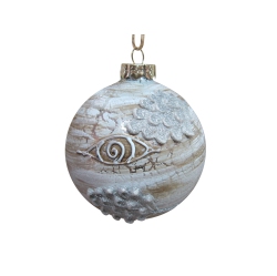 NORTHLIGHT 4" Birch Wood And Glitter Pine Cones Glass Ball Christmas Ornament