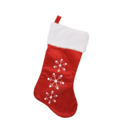 NORTHLIGHT 19" And White Snowflake Embroide Christmas Stocking In Red
