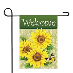 NORTHLIGHT Welcome Sunflowers And Butterfly Spring Outdoor Garden Flag 12.5" X 18