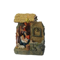 NORTHLIGHT 14" And Gray Holy Family Religious Nativity Fountain With Lamp Tabletop Christmas Decoration In Brown