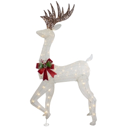NORTHLIGHT 60" Led Lighted Glitter Reindeer With Bow Outdoor Christmas Decoration In Red
