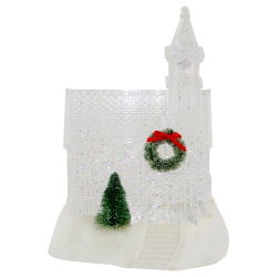 NORTHLIGHT 9" Led Lighted Icy Crystal Glitter Snow Globe Christmas House