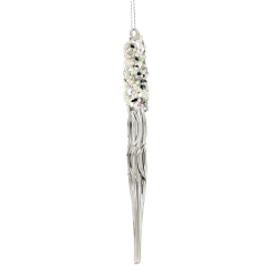 NORTHLIGHT 9" Clear Glass Sequined And Beaded Icicle Christmas Ornament