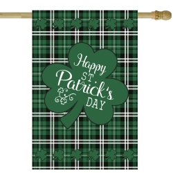 NORTHLIGHT Happy St. Patrick's Day Plaid Outdoor House Flag 28" X 40
