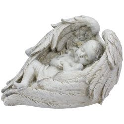 DIVA AT HOME 10-Inch Sleeping Angel Baby With Wings Outdoor Garden Statue