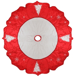 ALLSTATE 54" And White Embroide Jeweled Tree With Snowflake Christmas Tree Skirt In Red