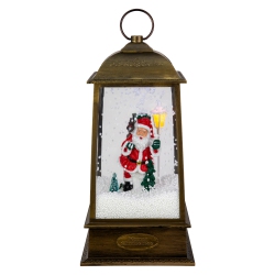 NORTHLIGHT 13.5" Led Lighted Snowing Musical Santa Christmas Lantern