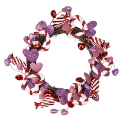 NORTHLIGHT And Purple Candies And Hearts Valentine's Day Wreath, 16-Inch, Unlit In Pink