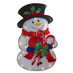 NORTHLIGHT 30.5" Lighted Snowman With Candy Canes Christmas Outdoor Decoration