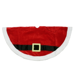 NORTHLIGHT 48" And White Velveteen Santa Claus Belt Buckle Christmas Tree Skirt In Red