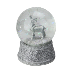 NORTHLIGHT 5.5" Glittered Reindeer Christmas Snow Globe In Silver