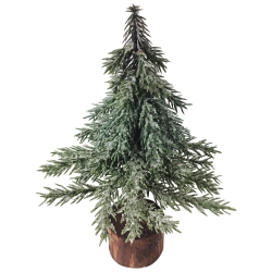 NORTHLIGHT 7.5" Frosted Icy Pine Tree With Jute Base Christmas Decoration