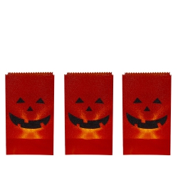 NORTHLIGHT Set Of 3 Jack-O-Lantern Halloween Luminary Pathway Markers - 5Ft Wire In Black
