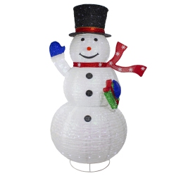 NORTHLIGHT 71" Led Lighted Iridescent Twinkling Snowman Outdoor Christmas Decoration In White