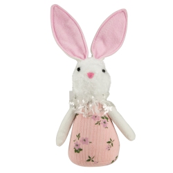 NORTHLIGHT 11" Spring Floral Easter Bunny Figure In Pink