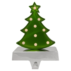 NORTHLIGHT Shiny Led Lighted Christmas Tree Stocking Holder 7" In Green