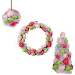 NORTHLIGHT 3-Piece Speckled Easter Egg Tree, Ball And Wreath Set