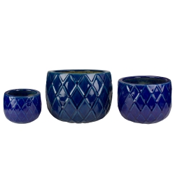 NAPA HOME & GARDEN Set Of 3 Textured Planter Set 11" In Blue