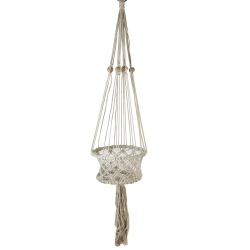NORTHLIGHT 43" Lattice Macrame Hanging Planter Holder In White