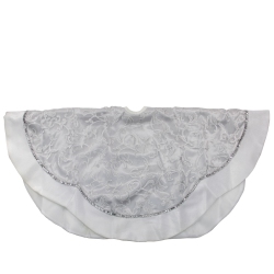 NORTHLIGHT 48" Silver And Floral Trimmed Christmas Tree Skirt In White
