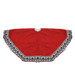 NORTHLIGHT 50" Heptagon With Gray And White Snowflakes & Reindeer Knit Border Christmas Tree Skirt In Red