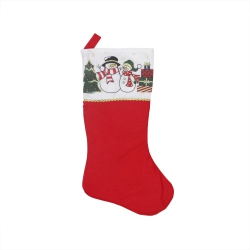 NORTHLIGHT 19" And White Glitte Finish Jolly Snowmen Scene Borde Stocking In Red