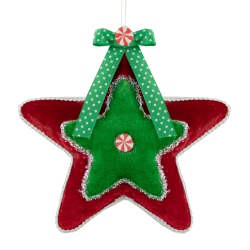 NORTHLIGHT 8" And Green Peppermint Star Christmas Ornament In Red