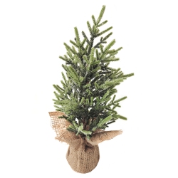 NORTHLIGHT 16.5" Frosted Ice Pine Tree In Natural Jute Base Christmas Decoration