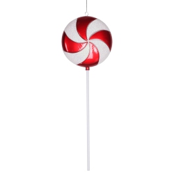 NORTHLIGHT 42" Pinwheel Lollipop With Iridescent Glitter Shatterproof Commercial Christmas Ornament In Red