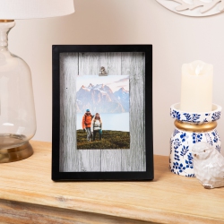 NORTHLIGHT Wood Grain Clip-On Picture Frame - for A 5" X 7" Photo - In Black