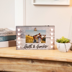 NORTHLIGHT Led Lighted Faith & Family Picture Frame With Clip - 4" X 6